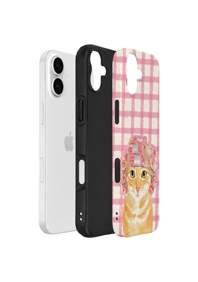 Apple iPhone Uyumlu 17 Vorian Çift Katmanlı Kılıf Pink Picnic Cat