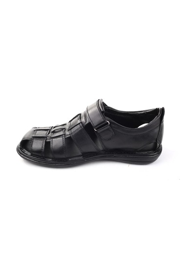 Castle Black 8520 Erkek Deri Comfort Sandalet Siyah Siyah