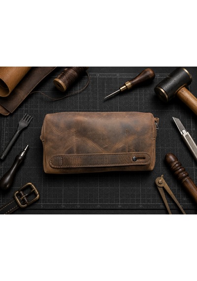 Vintage Leather Craft Hakiki Deri Erkek Çantası Acı Kahverengi