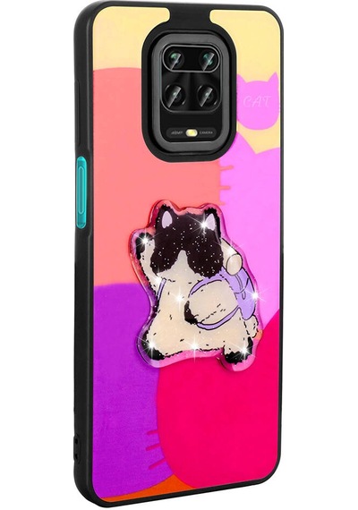 Xiaomi Redmi Note 9 Pro Kılıf Parlayan Kabartmalı İkonik Figürlü Zore Amas Silikon Kapak Beyaz