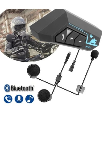 Mey İthalat Bluetooth Motosiklet Kask Kulaklığı Mikrofonlu Kablosuz Sürüş Intercomu