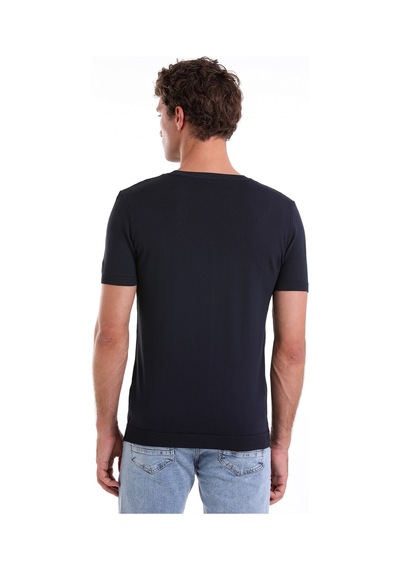Hatemoğlu Lacivert Regular Fit Bisiklet Yaka Rayon Tişört