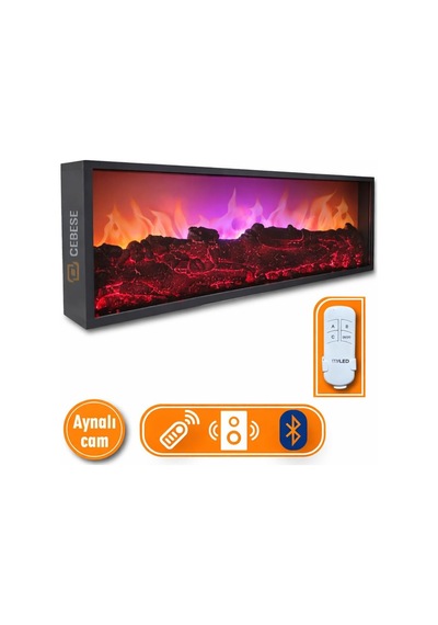 Dekoratif Elektrikli Yapay Şömine - 100x31.5x16.5 Cm - Farklı Renk Modları,kumandalı, Bluetooth Ses