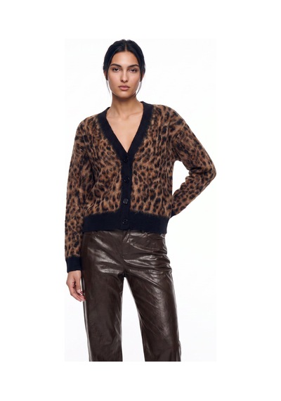 Fabrika Çok Renkli Kadın V Yaka Loose Fit Leopar Hırka F6wl-hrk0118