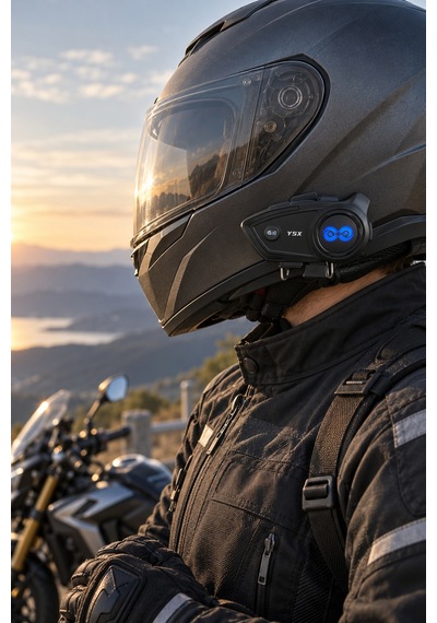 Y5x Bluetooth 5.1 Motosiklet İnterkom Kulaklığı 500 1000 M, Ipx6, 1000 Mah, Cvc, Çift Telefon - Siyah