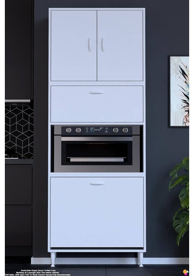Vega 85 Cm Fırın Uyumlu 2 Göz Sepetli Çok Amaçlı Mutfak Kiler Banyo Organizer Dolap 85x213x32 Cm Beyaz Vega 85 Cm Fırın Uyumlu 2 Göz Sepetli Çok Amaçlı Mutfak Kiler Banyo Organizer Dolap 85x213x32 Cm Beyaz