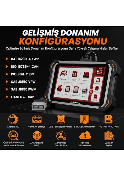 Ancel Ds600 Elıte Profesyonel Universal Obd2 Oto Arıza Tespit Cihazı