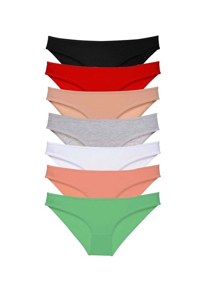 7 Adet Süper Eko Set Likralı Kadın Slip Külot Set 1 Çok Renkli
