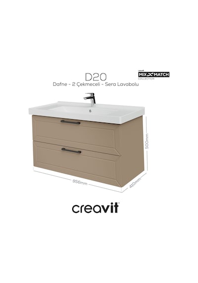 Creavit D20 100 Cm İki Çekmeceli Lavabo Dolabı Dafne Lake Kapak Dafne Creavit D20 100 Cm İki Çekmeceli Lavabo Dolabı Dafne Lake Kapak Dafne