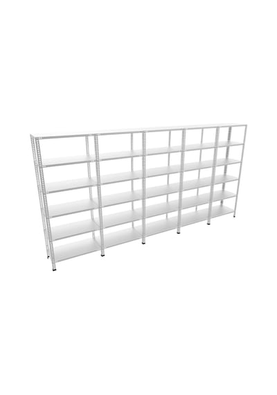 Raf Burada  6 Katlı 5'li Galvaniz Çelik Raf - Depo, Arşiv, Kiler, Dosya, Market Rafı-59x93 cm-150 cm-1.00 mm