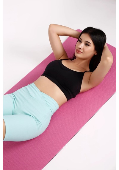 Pilates Minderi Yoga Matı 10 Mm Çift Taraflı Kullanılabilir Pembe Pembe