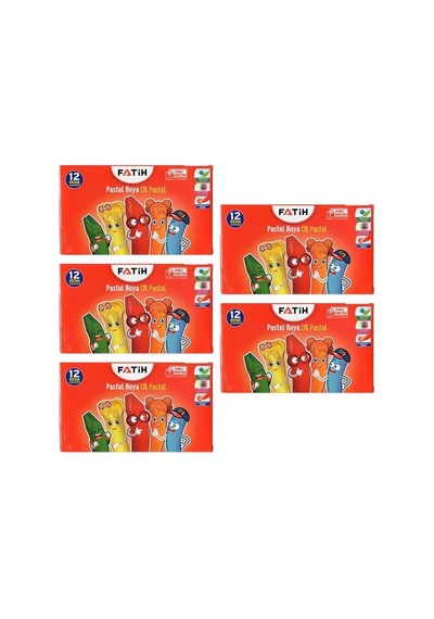 Fatih 12 Renk Karton Kutulu Pastel Boya 5 Adet Çok Renkli