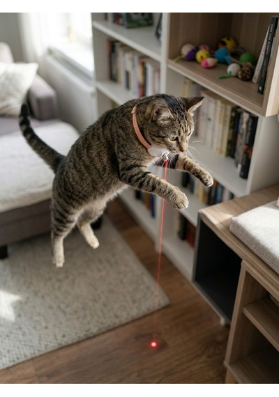 Otomatik Lazerli Kedi Tasması - Şarjlı İnteraktif Kedi Oyuncağı