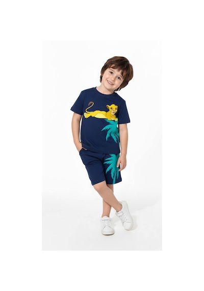 Miniko Kids Erkek Çocuk Lion Modelli Pamuk Şortlu Takım Lacivert