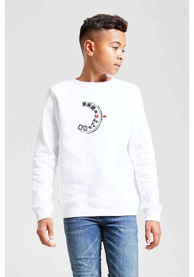 Tshirthane Photography Shoot Manual Baskılı Unisex Çocuk Beyaz Sweatshirt Beyaz