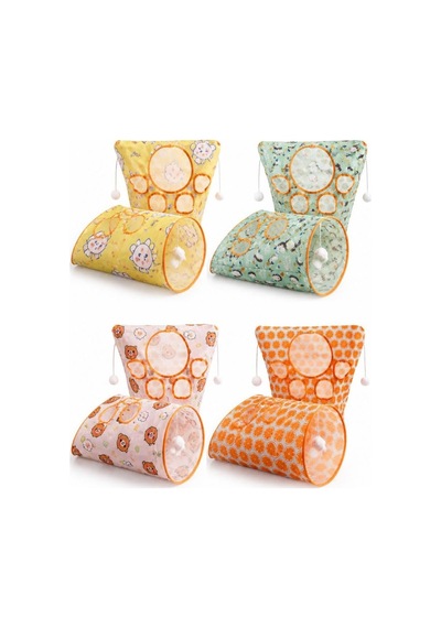 Katlanabilir Kedi Tüneli Oyuncağı Fareli İnteraktif Kedi Tüpü Çökebilir Dayanıklı Polyester Evcil Hayvan Oyun Tüneli Asorti Renk Gönderimli İç Mekan Egzersiz Oyuncağı
