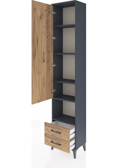 Arges Dolap 5 Raflı 2 Çekmeceli Tek Kapaklı 44x30x221 Antrasi... Antrasit