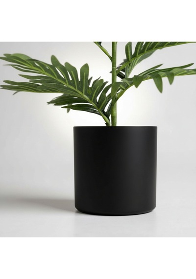100 Cm Yapay Areca Palmiyesi Premium Dekoratif İç Mekan Bitkisi Siyah Metal Saksı Yeşil