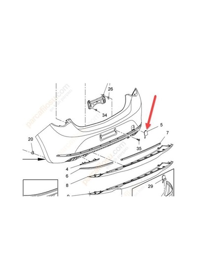 Opel Astra Arka Tampon Çeki Kapak 2013-2017 13368067 1.4, 1.6, 1.3 Cdtı, 1.6 Cdtı