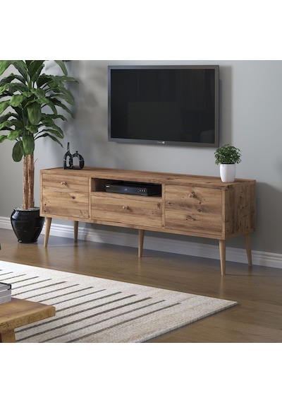 Mbes Mobilya Beyza Ahşap Ayaklı 140 Cm Atlantik Çam Tv Sehbası
