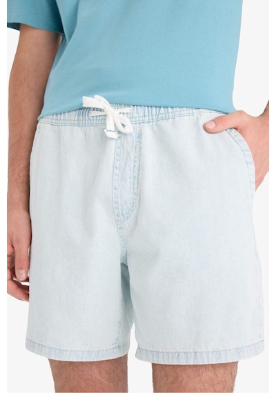 Defacto Relax Fıt Elastik Bağlamalı Bel Buz Mavisi Jean Bermuda Şort E1390ax26hsnm63 Mavi-nm63