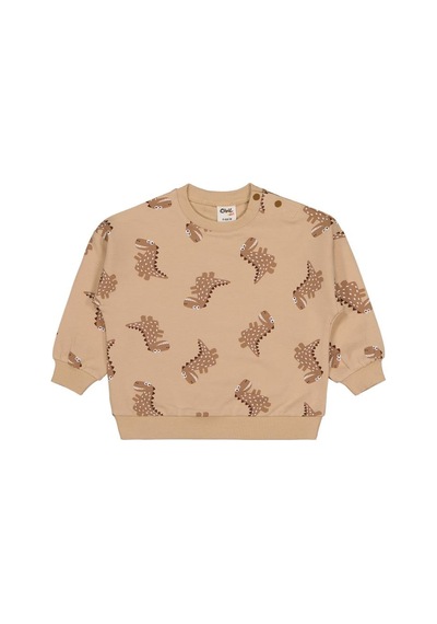 Civil Baby Benekli Dino Empirme 6-18 Ay Sweatshirt - Kahverengi Sütlü Kahve