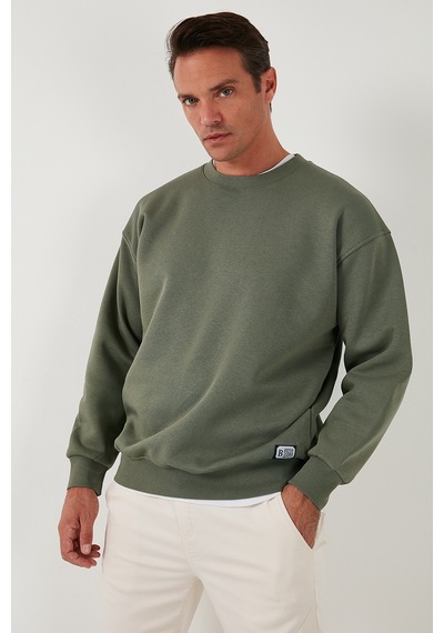 Buratti Regular Fit Bisiklet Yaka Pamuklu Içi Tüylü Yumuşak Şardonlu Erkek Sweat 5905255 Haki