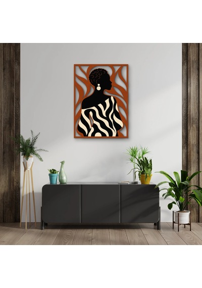 Zebra Desenli Kadın Silüeti - Metal Tablo - Dec0377 37 X 50 Cm Çok Renkli