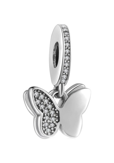 Nur Silver Çift Taraflı Kelebek Gümüş Charm Nur-bl00309