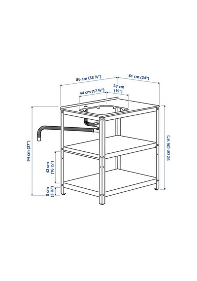 Ikea Grıllskär Dış Mekan Lavabo Ünitesi, Paslanmaz Çelik-siyah, 86x61 Cm, Bataryasız