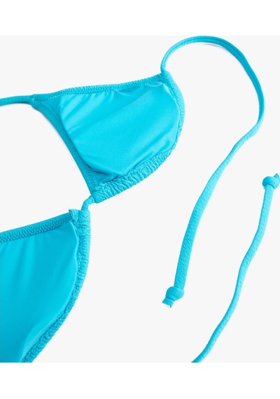 Koton Üçgen Bikini Üstü Dokulu Boyundan Bağlamalı Kaplı Mavi 3sak10149bm 3SAK10149BM699 Mavi