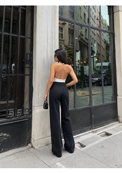 Zdn Jeans Yüksek Bel Siyah Wide Leg Jean
