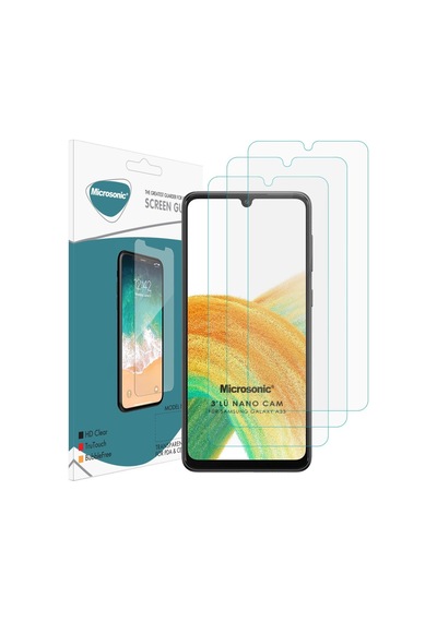 Microsonic Samsung Galaxy Uyumlu A33 5g Screen Protector Nano Glass Cam Ekran Koruyucu 3 Lü Paket