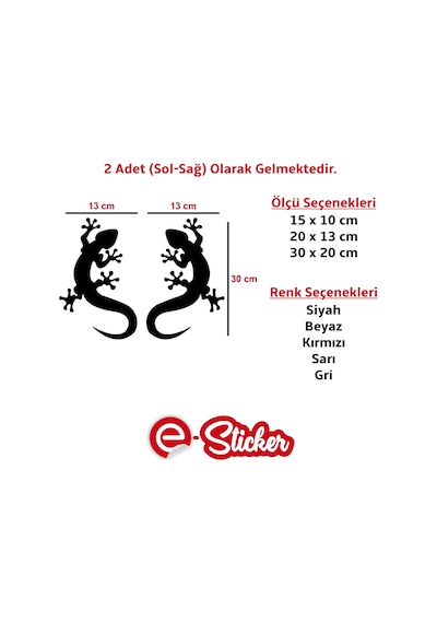 2 Adet Kertenkele Sticker Oto Sticker Araba Sticker
