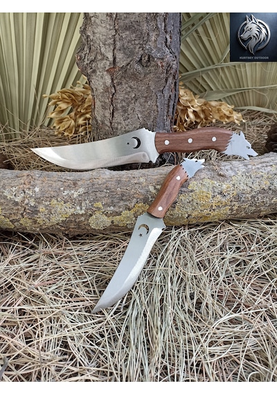 Kurtbey Outdoor Süper İkili Avcı Babalı Oğul Kurt Model Büyük Boy 30cm+22cm Ceviz Kabze Kamp Bıçağı Kahverengi Kurtbey Outdoor Süper İkili Avcı Babalı Oğul Kurt Model Büyük Boy 30cm+22cm Ceviz Kabze Kamp Bıçağı Kahverengi