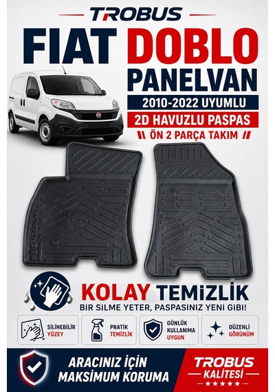 Trobus Fiat Doblo Panelvan 2010-2022 2d Havuzlu Paspas 2 Parça