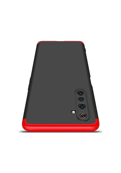 Noktaks - Realme 6 Pro Uyumlu Kılıf Parmak İzi Tutmayan Alt Üst Geçmeli 3 Parça Ays Kapak - Siyah - T13928