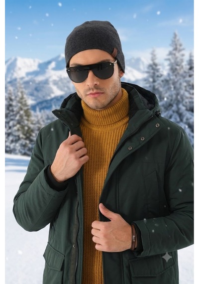 Ritagarcia Unisex Etiket Detaylı Pamuklu Penye Bere Kışlık Mevsimlik Beanie Bere Antrasit