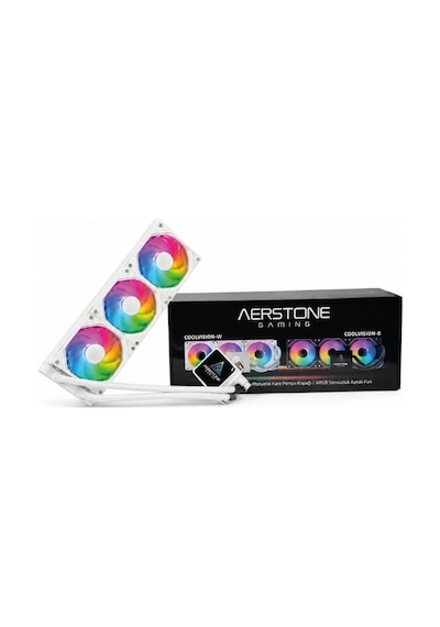 AERSTONE Coolvision 360mm LCD Ekranlı INTEL AMD uyumlu SIVI Soğutucu (BEYAZ)