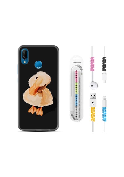 Huawei P20 Lite Kılıf Kablo Koruyuculu Üzgün Ördek 1685