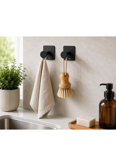 Orret Home Tekli Yapışkanlı Metal Siyah Askı, Delmeden Duvara Mon