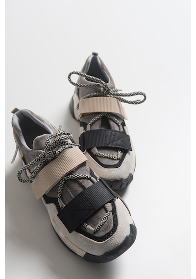 Luvishoes Luvi Shoes Lulen Siyah Vizon Sim Yazılı Cırtlı Kadın Spor Sneakers Siyah
