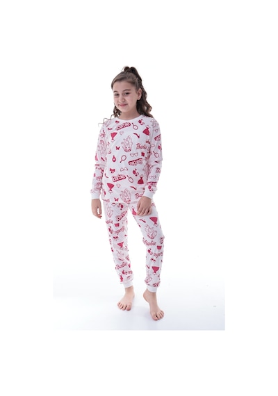Kız Çocuk Baskılı Pamuklu Pijama Takımı Rahat, Nefes Alan, Yumuşak Kumaşlı Uyku Takımı Beyaz Kız Çocuk Baskılı Pamuklu Pijama Takımı Rahat, Nefes Alan, Yumuşak Kumaşlı Uyku Takımı Beyaz