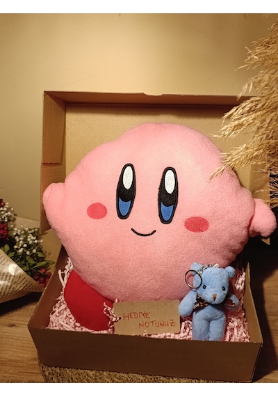 Kutulu Hediye Seti / Kirby Yastık 30cm Ve Ayıcık Anahtarlık