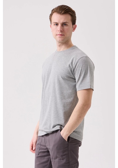 Herba Basic T-shirt - Pamuklu, Nefes Alabilir, Klasik Ve Rahat Kesim Gri Melanj