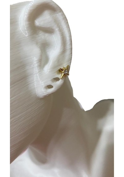 Minimal Kutup Yıldızı Kıkırdak Tragus Helix Pearsıng Küpe 316l Çelik Altın
