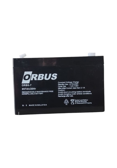 Orbus 6v 7ah Bakımsız Tip Kuru Akü Ebatlar: 150 X 34 X 94mm