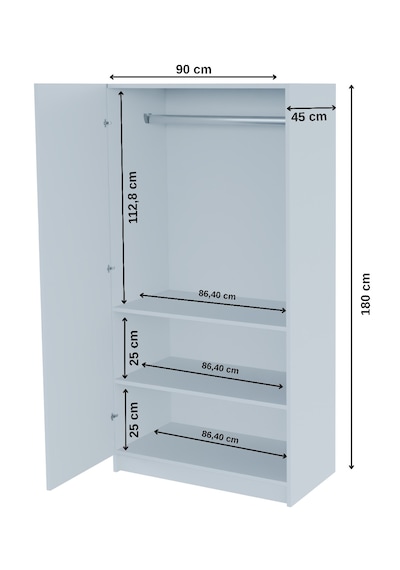 - Ladik - Beyaz Çift Kapaklı Gardırop 180-90-45 Cm Beyaz - Ladik - Beyaz Çift Kapaklı Gardırop 180-90-45 Cm Beyaz