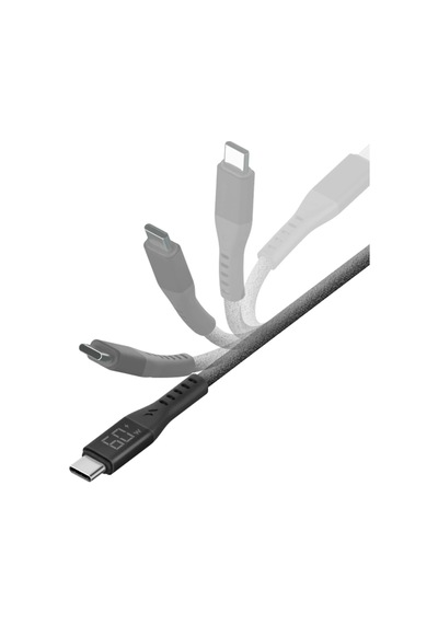 Flow 1.5m 60w Dijital Göstergeli Type-c To Lightning Pd Hızlı Şarj Kablo - Siyah