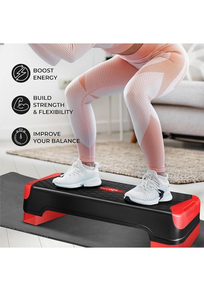 2'si 1 Arada Ayarlanabilir Aerobik Adım Platformu Fitness Egzersiz Stepper, Ekstra Yarım Yuvarlak Bacaklı, Ev Egzersi